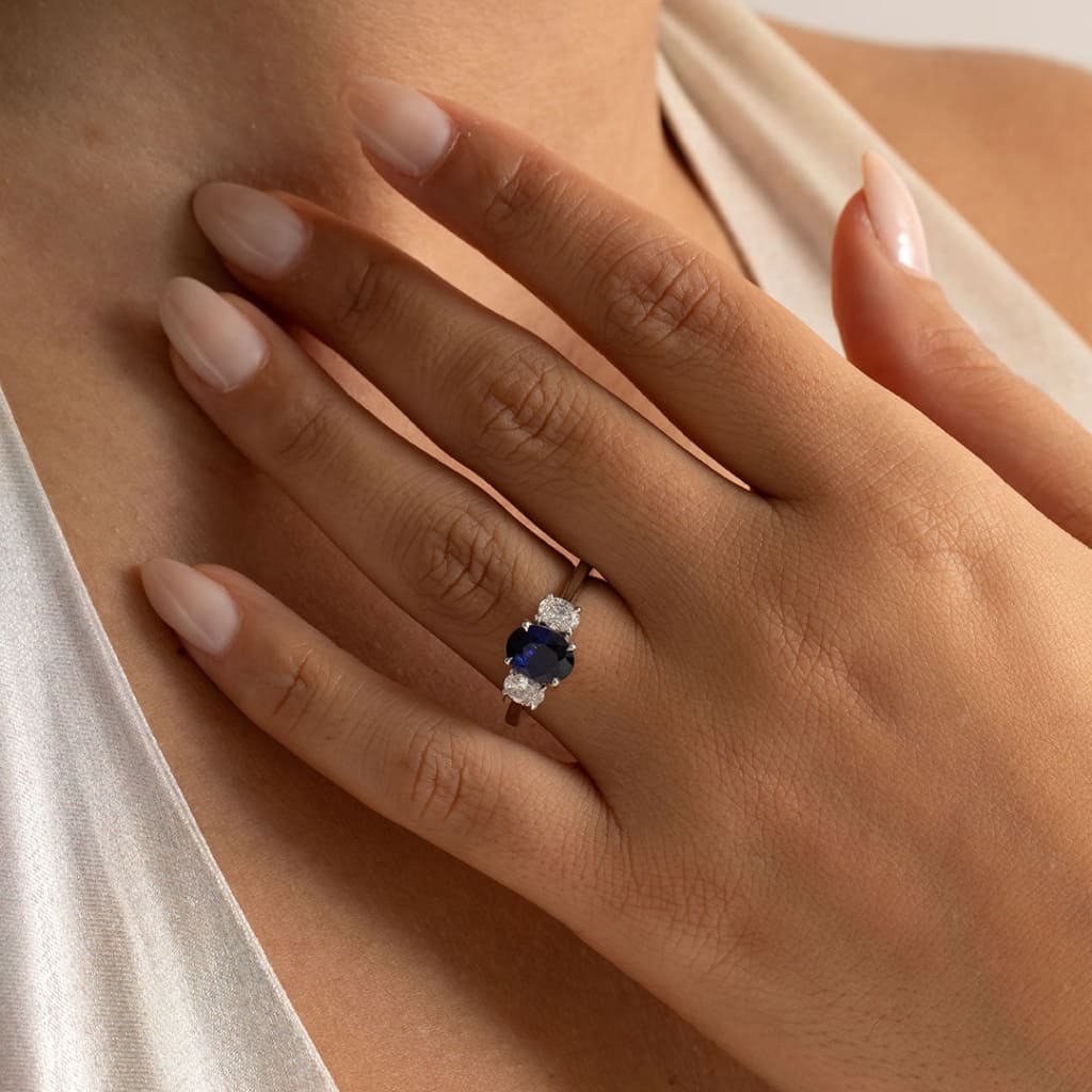 SUNILA | Sapphire & Diamond Ring Set in Platinum - Rings