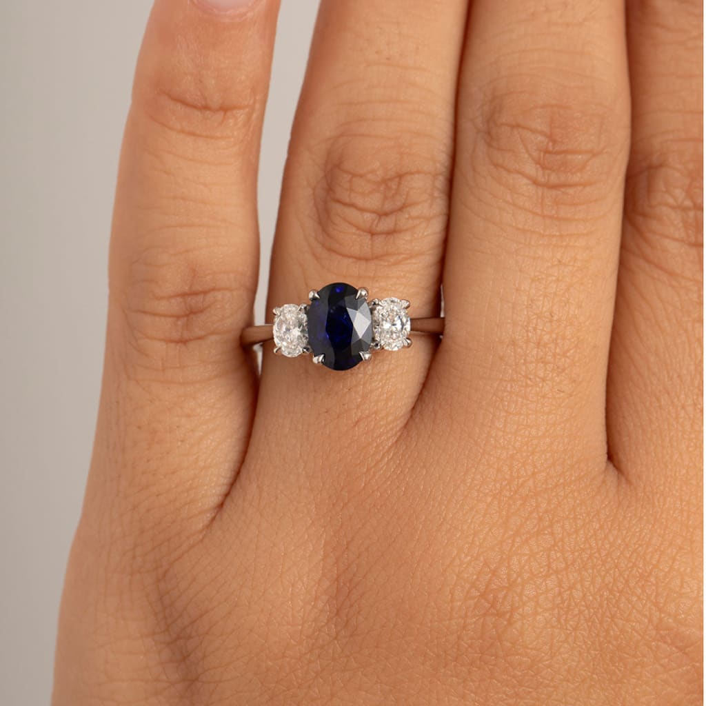 SUNILA | Sapphire & Diamond Ring Set in Platinum - Rings