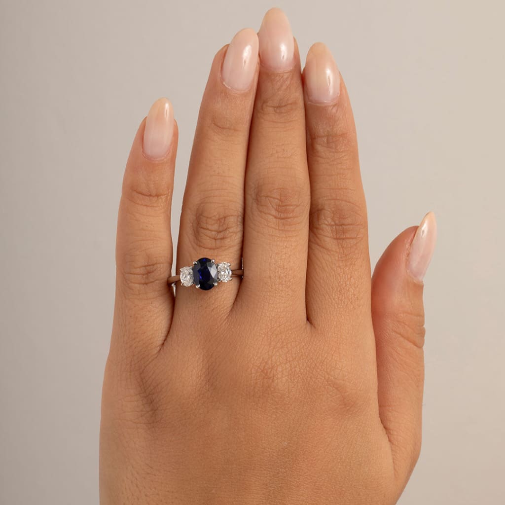 SUNILA | Sapphire & Diamond Ring Set in Platinum - Rings