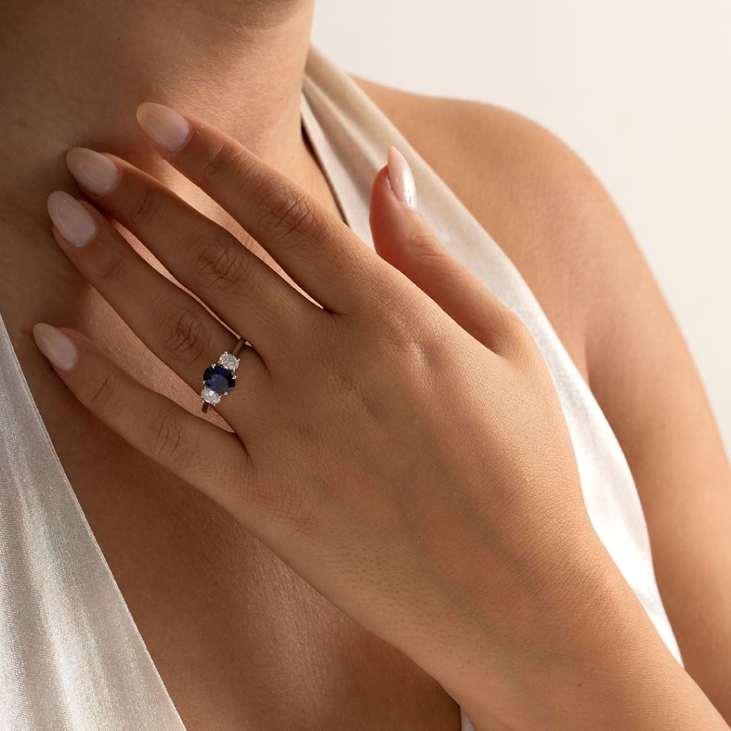 SUNILA | Sapphire & Diamond Ring Set in Platinum - Rings