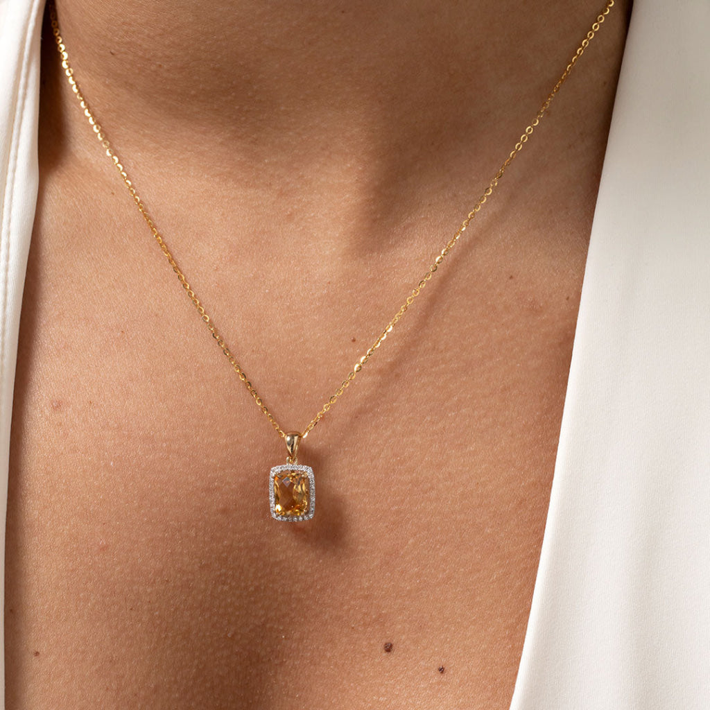 Sweetness | Citrine & Diamond Necklace in 9ct Gold