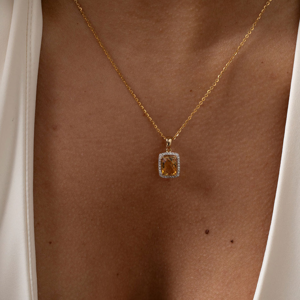Sweetness | Citrine & Diamond Necklace in 9ct Gold