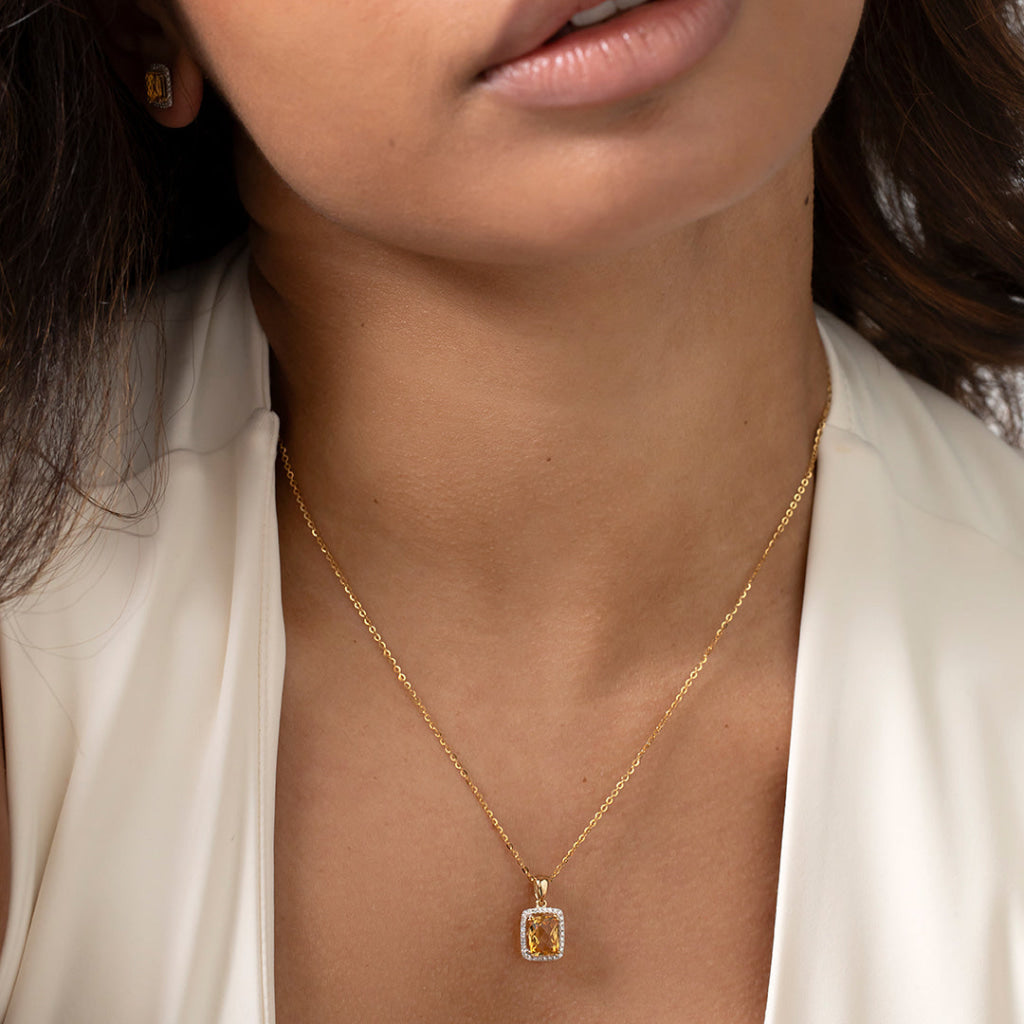 Sweetness | Citrine & Diamond Necklace in 9ct Gold