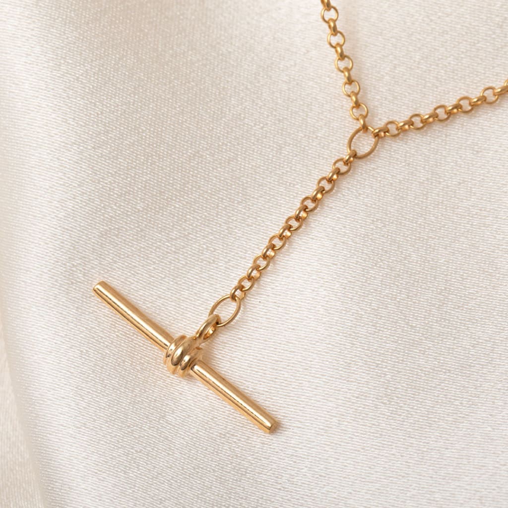 T-Bar Drop Necklace | 9ct Gold - Necklace