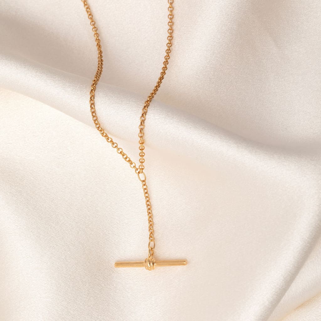 T-Bar Drop Necklace | 9ct Gold - Necklace