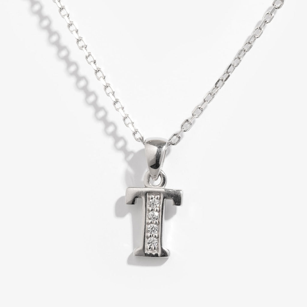 Initial t sales necklace silver