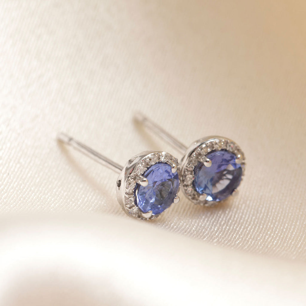 diamond and tanzanite gemstone earrings