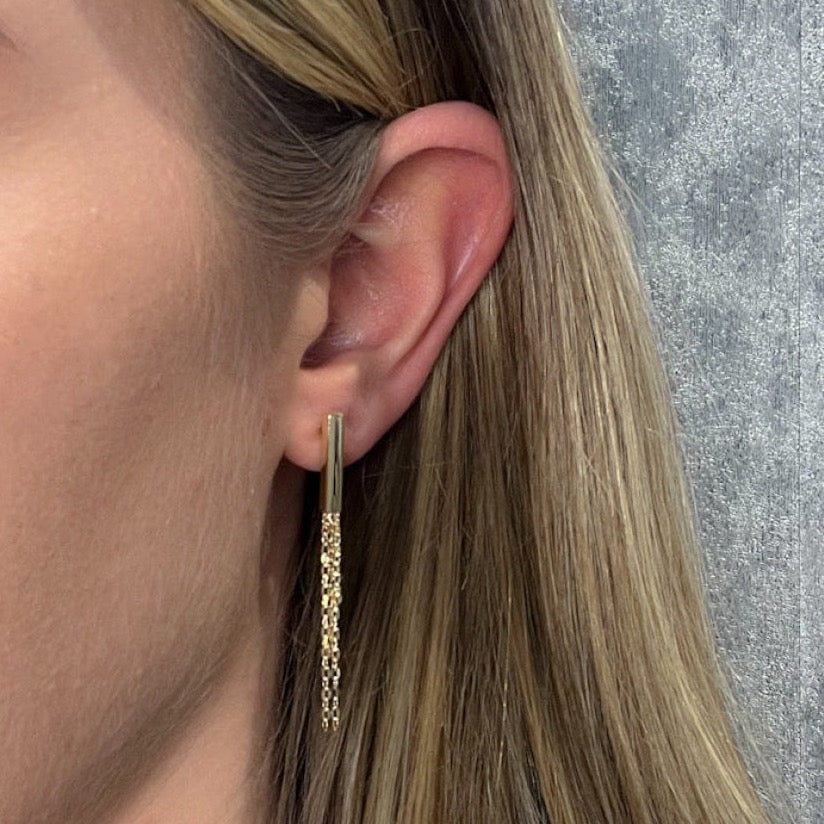 gold tassle drop earrings