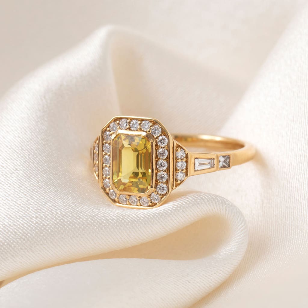 TEMPLE | Yellow Sapphire Diamond Ring Set in 18ct Gold