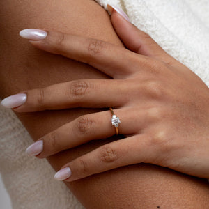 TERZA 0.66ct | Emerald Cut 3-Stone Diamond Engagement Ring in 18ct Gold