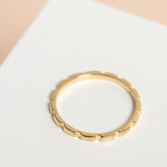 Thin Brick Stacking Ring - 9ct Gold