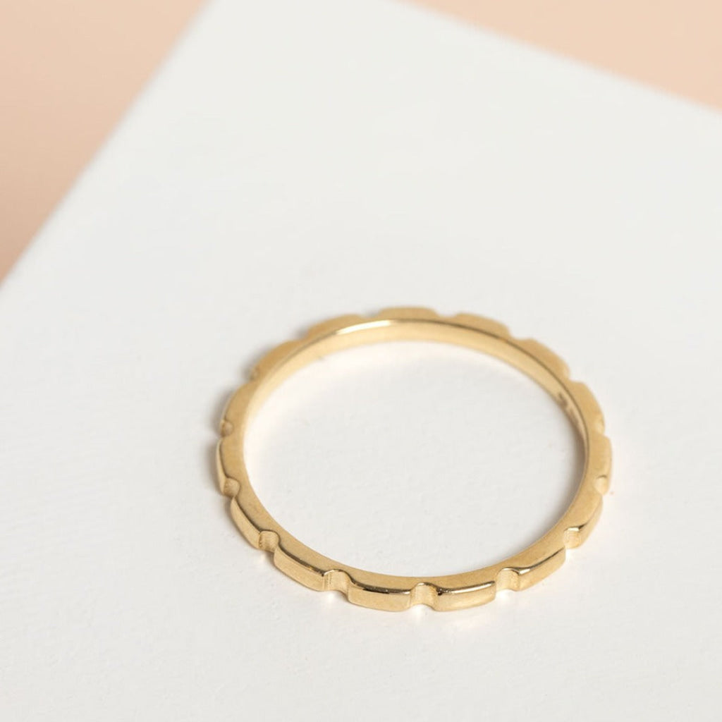 Thin Brick Stacking Ring | 9ct Gold