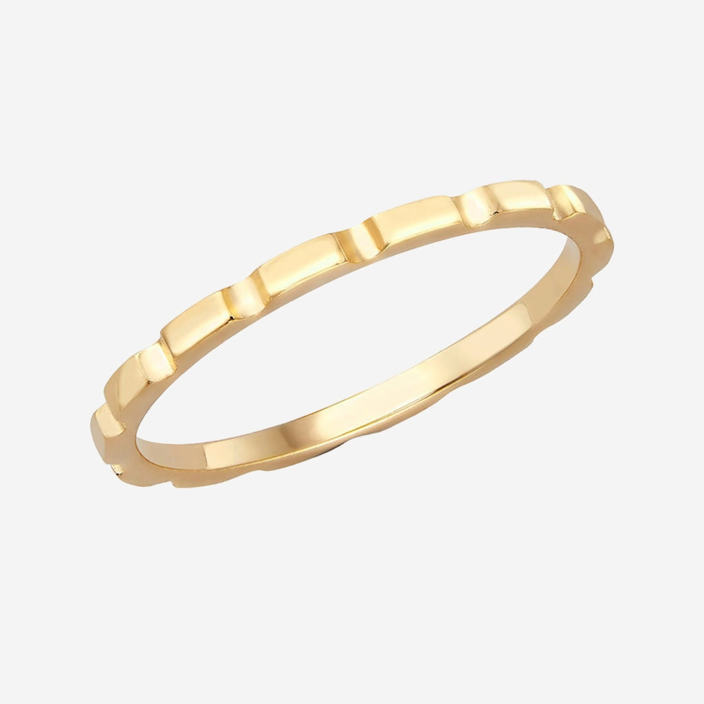 Thin Brick Stacking Ring | 9ct Gold