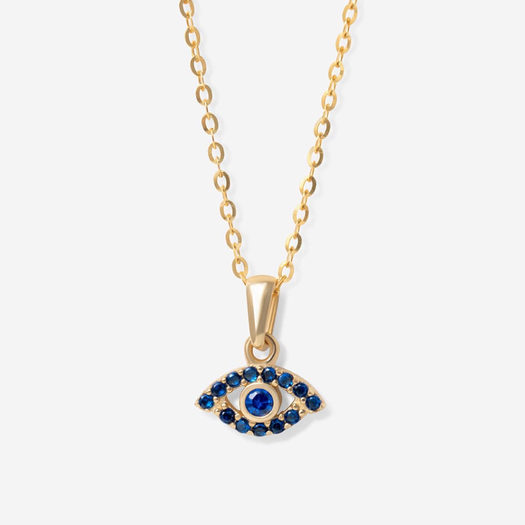 Tiny Evil Eye Necklace | 9ct Gold