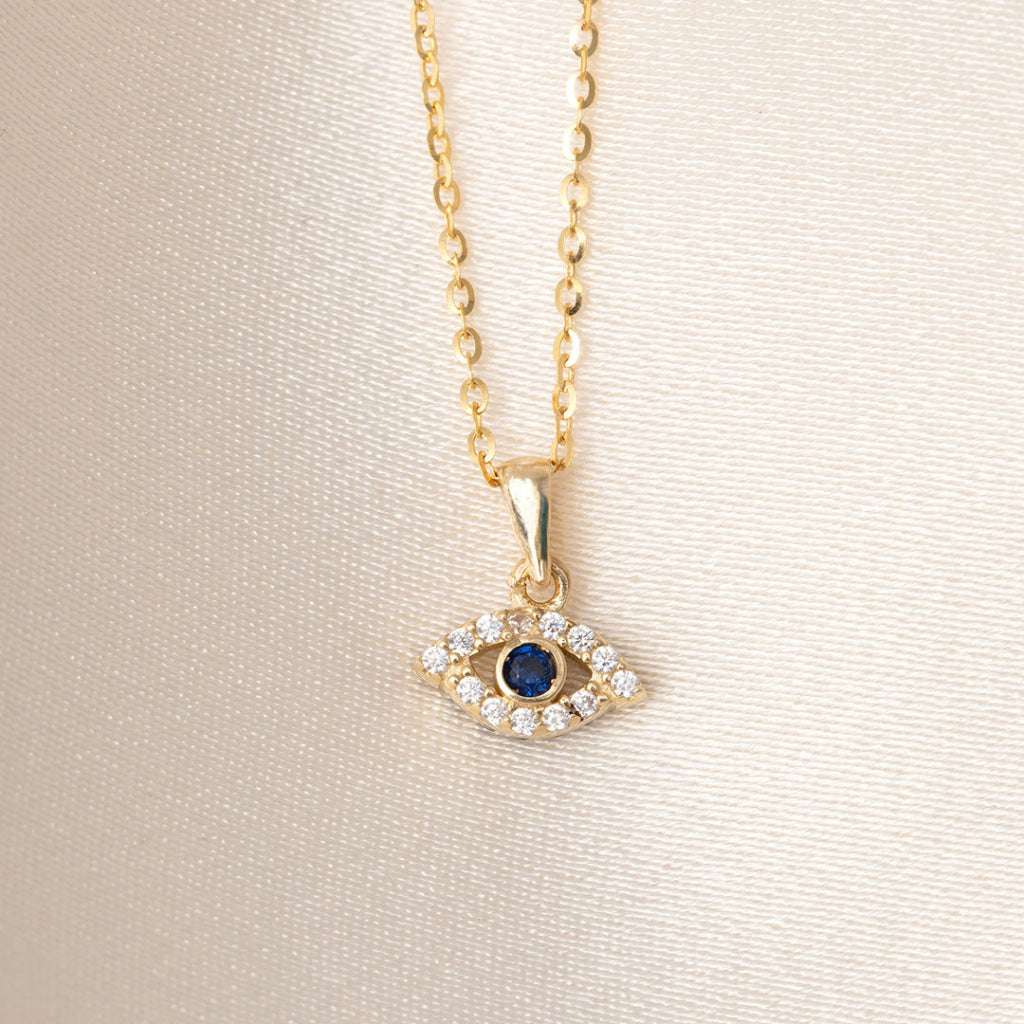 Tiny Evil Eye Necklace | 9ct Gold