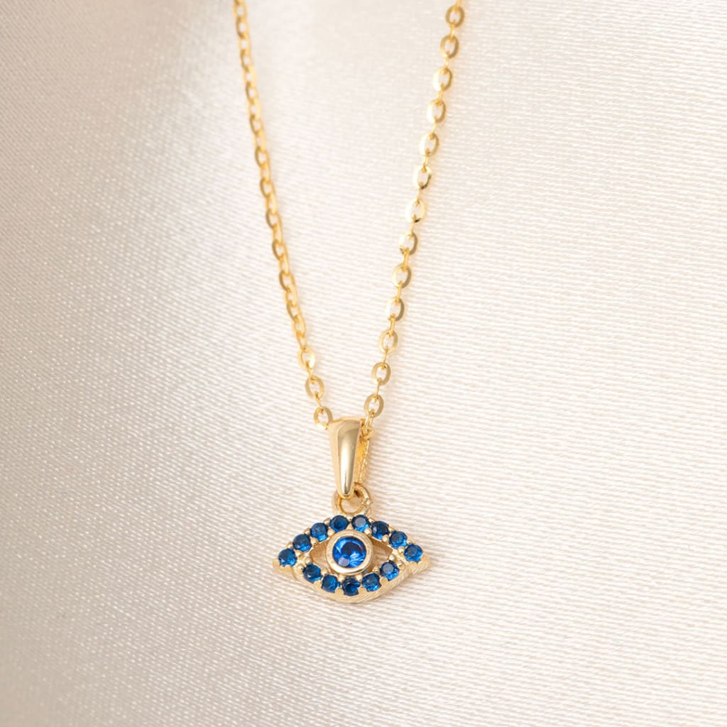 Tiny Evil Eye Necklace | 9ct Gold - Necklace