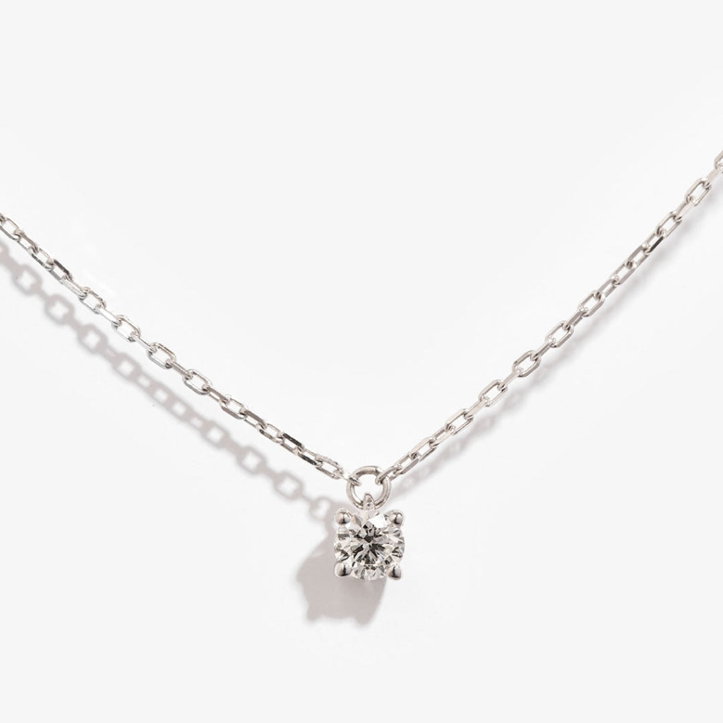 4 Claw Solitaire Diamond Necklace - 0.10ct | 9ct White Gold 