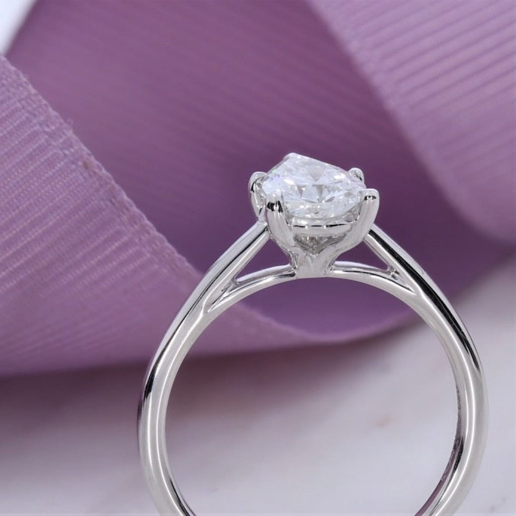 Lab grown pear cut diamond engagement ring
