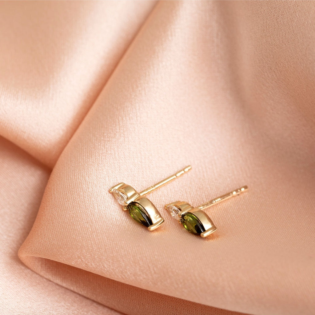 tourmaline earrings on fabric