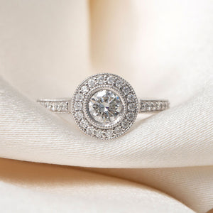TRALEE 0.75ct | Round Halo Diamond Engagement Ring in 18ct White Gold