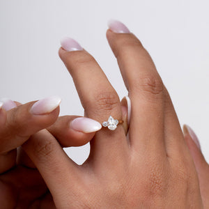 TREI 0.66ct | Pear 3-Stone Natural Diamond Engagement Ring in 18ct Gold