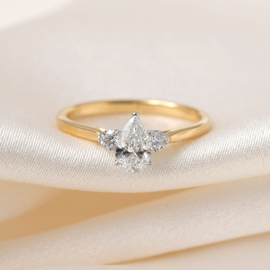 TREI 0.66ct | Pear 3-Stone Natural Diamond Engagement Ring