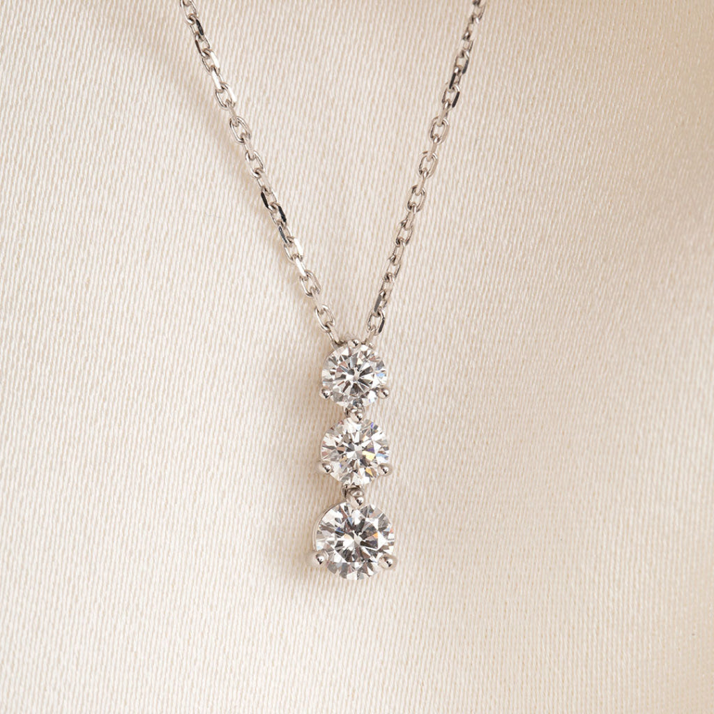 Trilogy Diamond Necklace 0.94ct | 18ct White Gold - Necklace