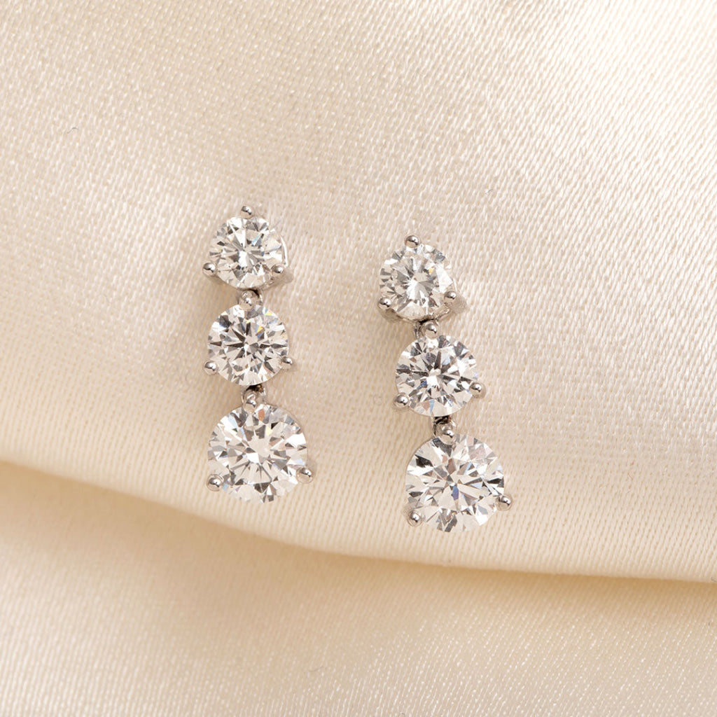 Trilogy Diamond Drop Earrings - 2ct | 18ct White Gold