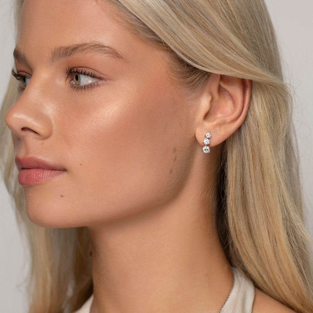 Trilogy Lab-Grown Diamond Drop Earrings - 2ct | 18ct White