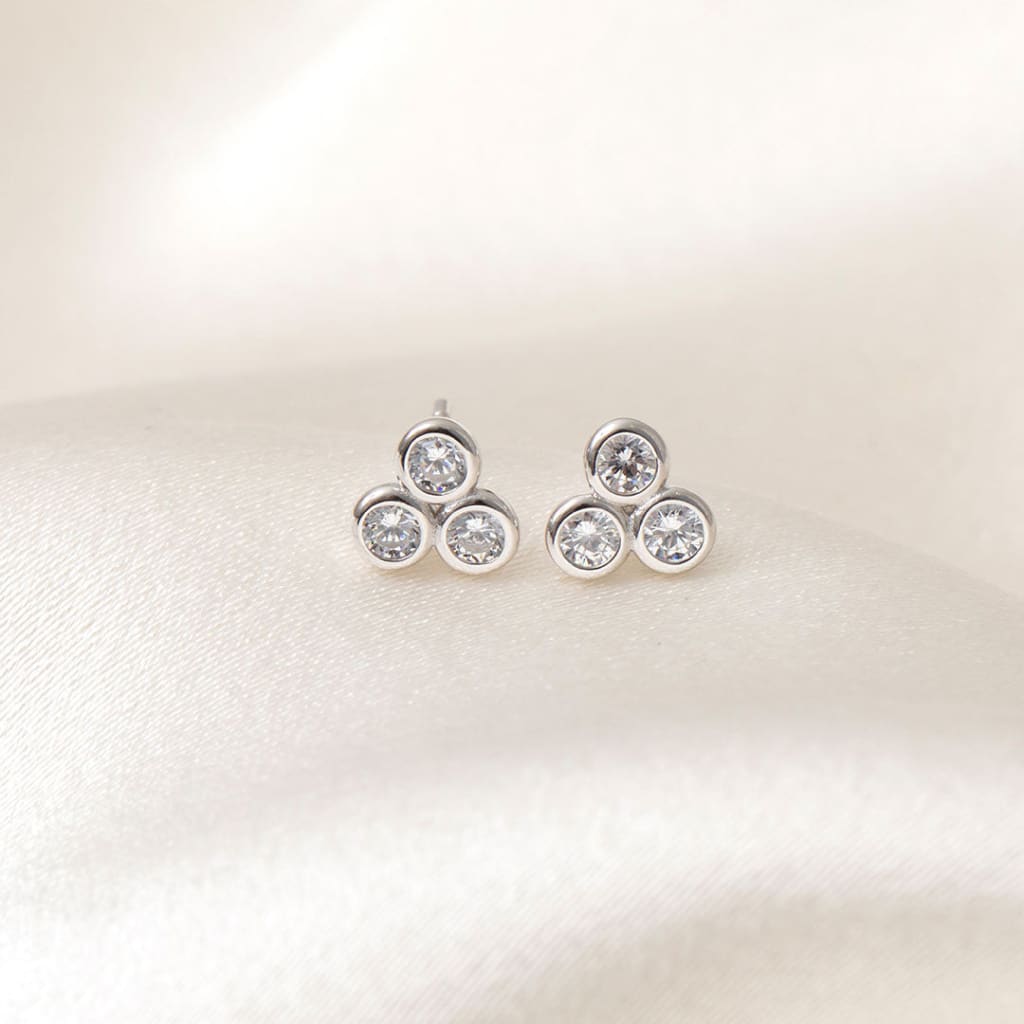 Trilogy CZ Earrings | Sterling Silver - Earrings