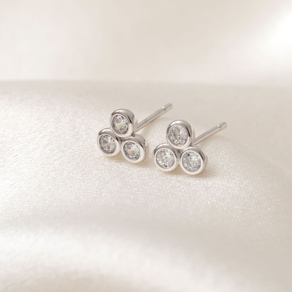 Trilogy CZ Earrings | Sterling Silver - Earrings