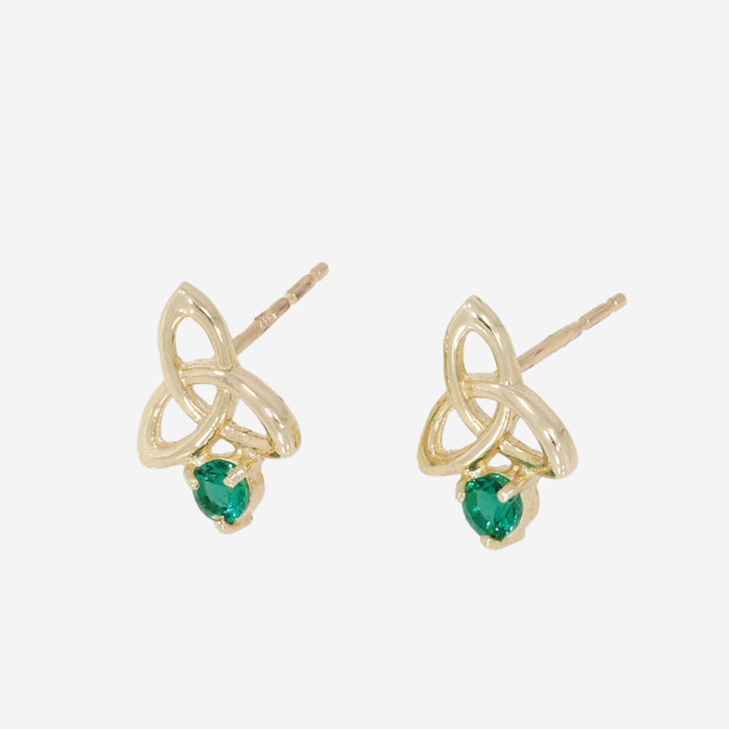 Trinity Green Agate Earrings | 9ct Gold
