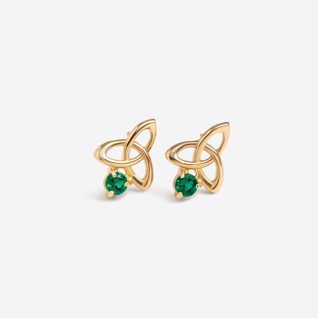 Trinity Green Agate Earrings | 9ct Gold