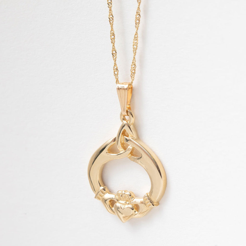 Trinity Knot & Claddagh Necklace | 10ct Gold - Necklace