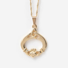 Trinity Knot & Claddagh Necklace | 10ct Gold - Necklace