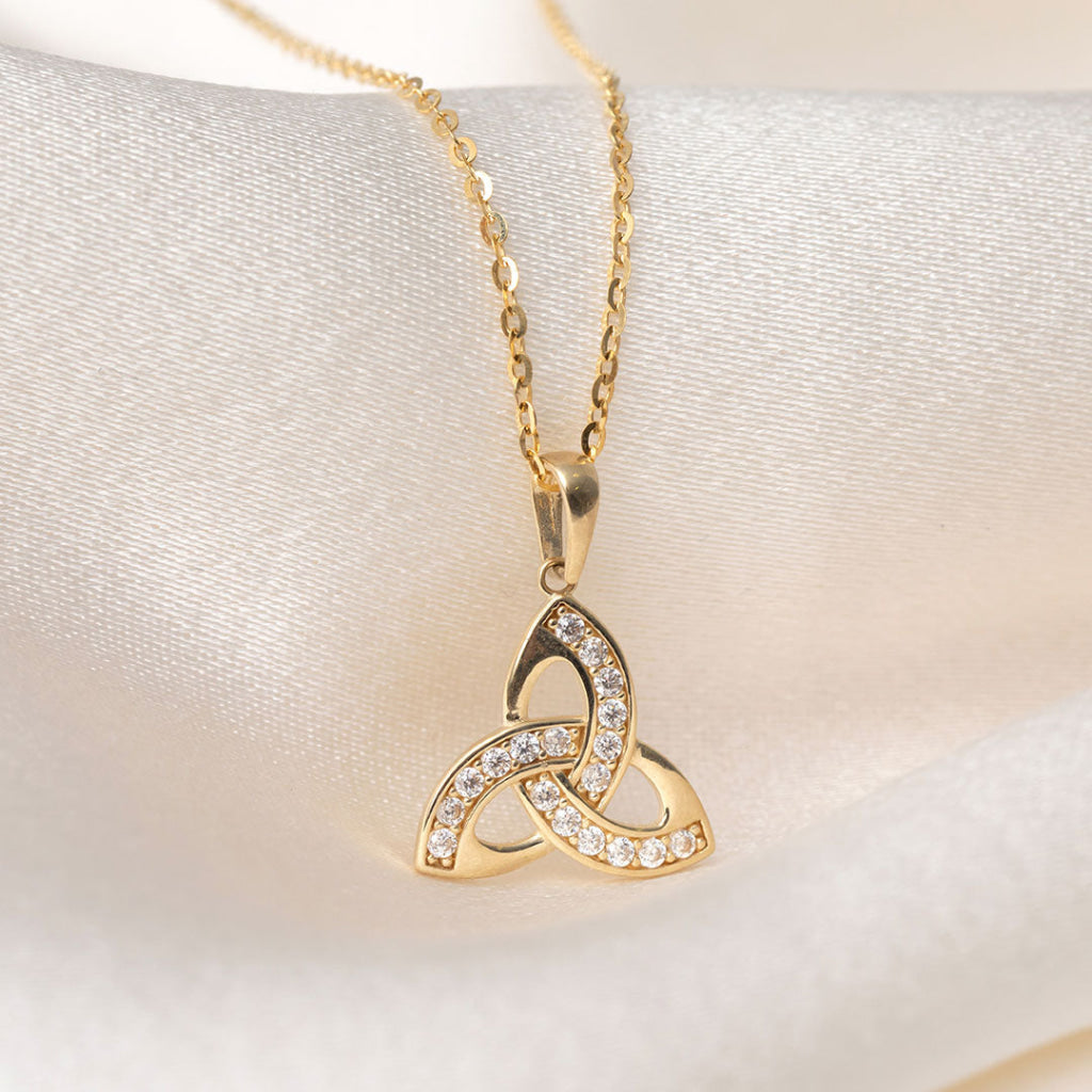 Trinity Knot Zirconia Necklace | 9ct Gold - Necklace