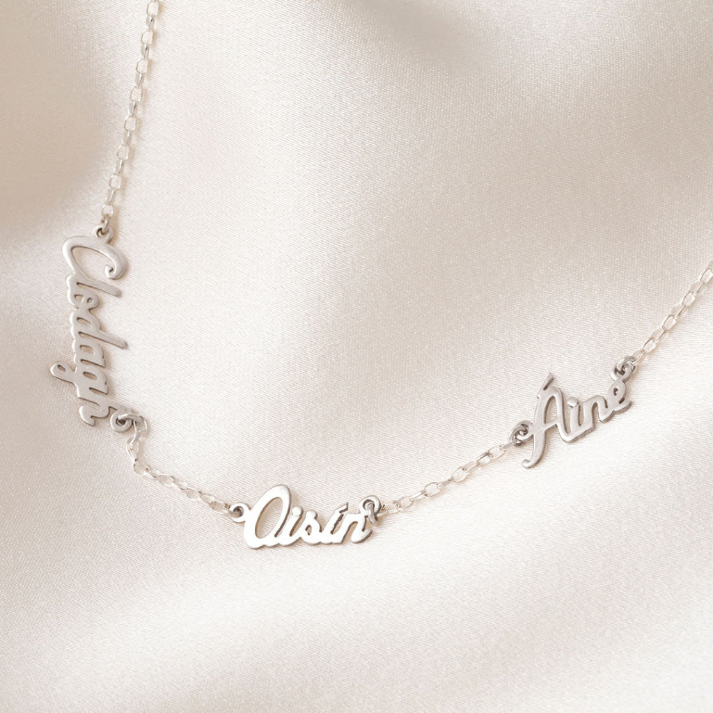 Triple Name Necklace Petite Font | Sterling Silver