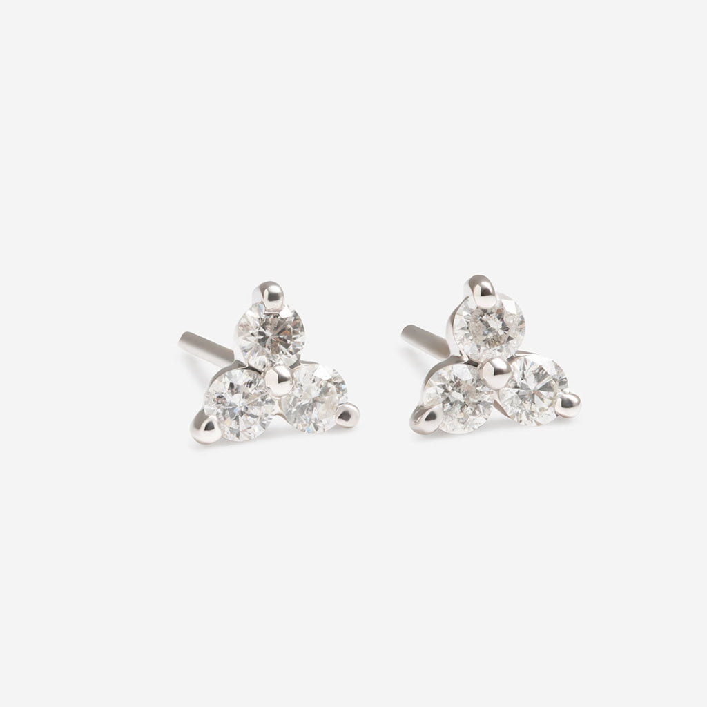 front view of diamond stud earrings