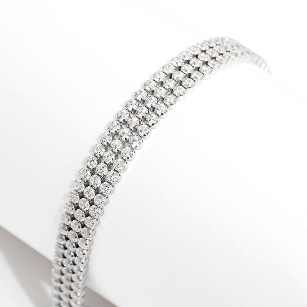 Triple Sparkle Line Bracelet on white background