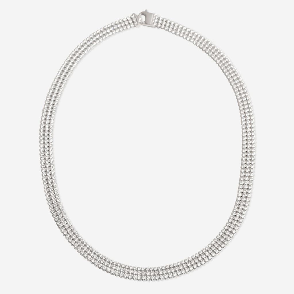 Triple Sparkle Line Necklace | Sterling Silver