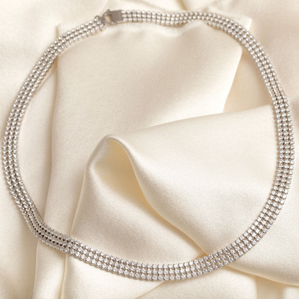 Triple Sparkle Line Necklace | Sterling Silver - Bracelet