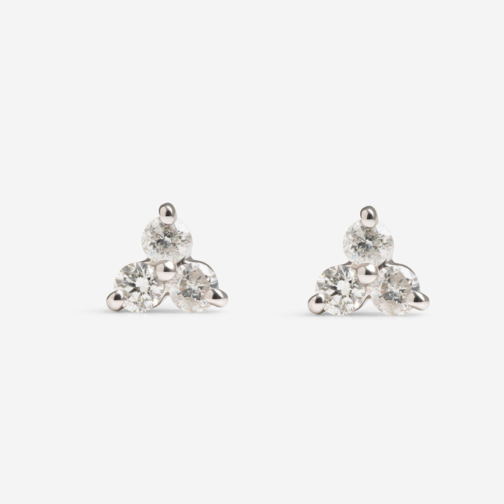 Triple Sparkle Natural Diamond Earrings | 9ct White Gold