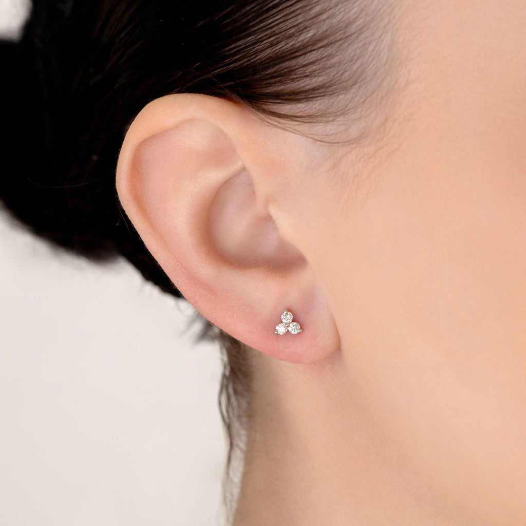 Triple Sparkle Diamond Earrings | 9ct Gold - Earrings