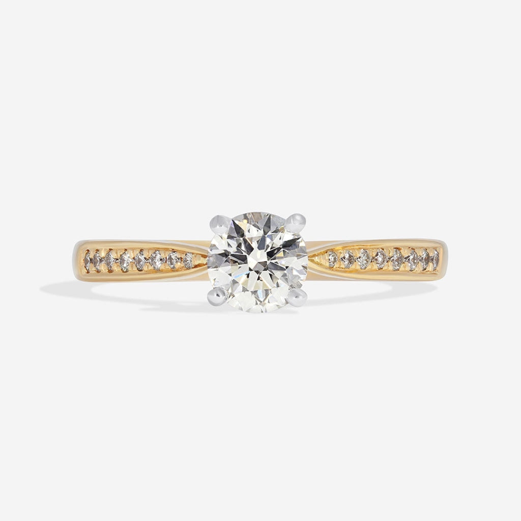 Trudy - Round solitaire diamond engagement ring with diamond set shoulders