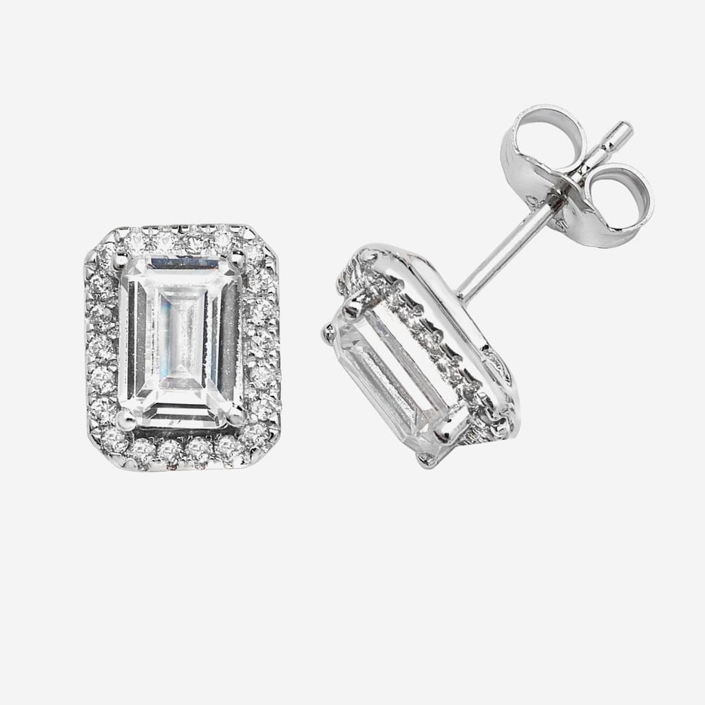 True Elegance Earrings - Emerald Cut | Sterling Silver -