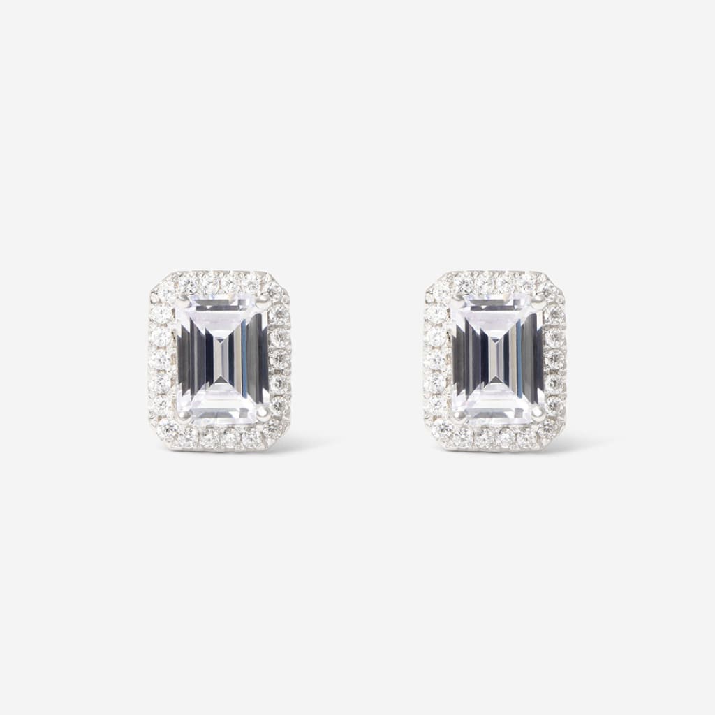 True Elegance Emerald Cut Earrings | Sterling Silver