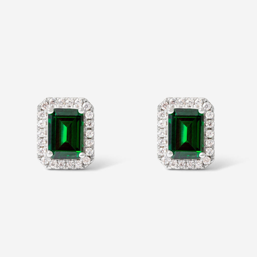 True Elegance Earrings - Green Emerald Cut | Sterling Silver