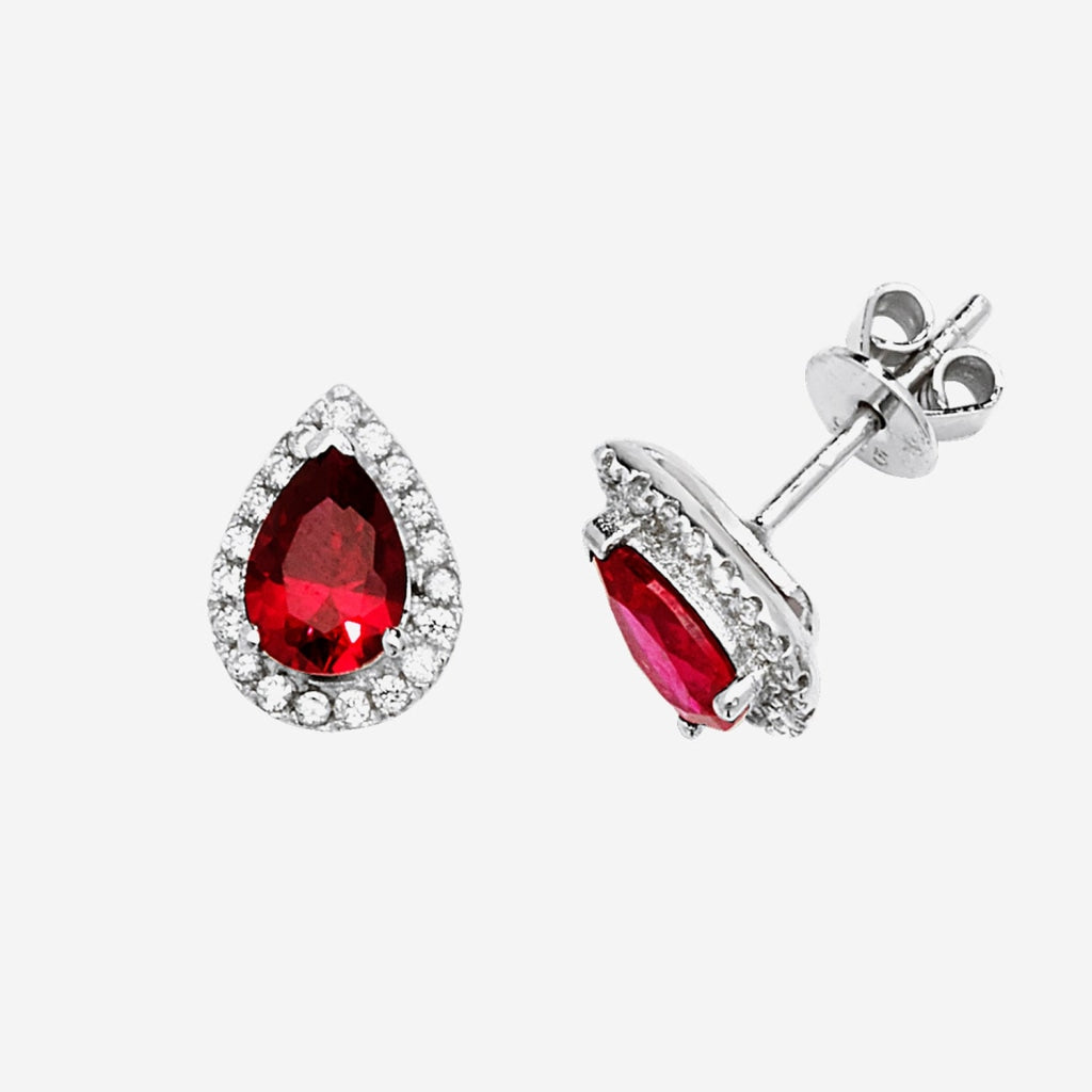 True Elegance Earrings - Red Pear | Sterling Silver -
