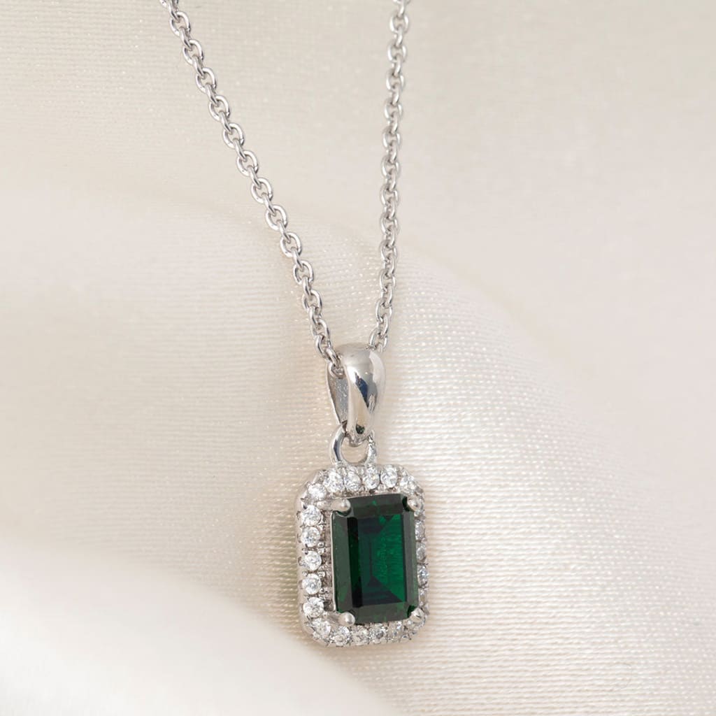 True Elegance Necklace - Green Emerald cut | Sterling