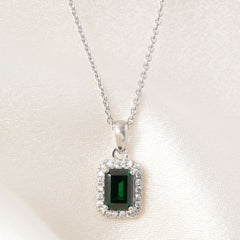 True Elegance Necklace - Green Emerald cut | Sterling